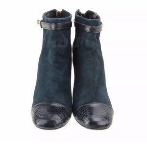 Tory Burch Gracie Navy Suede Ankle Boot